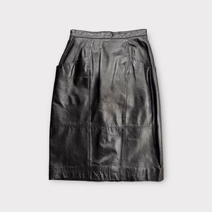 Jacqueline Ferrar Pencil Skirt Size 8 Black Leather Pockets Lined Biker Capsule